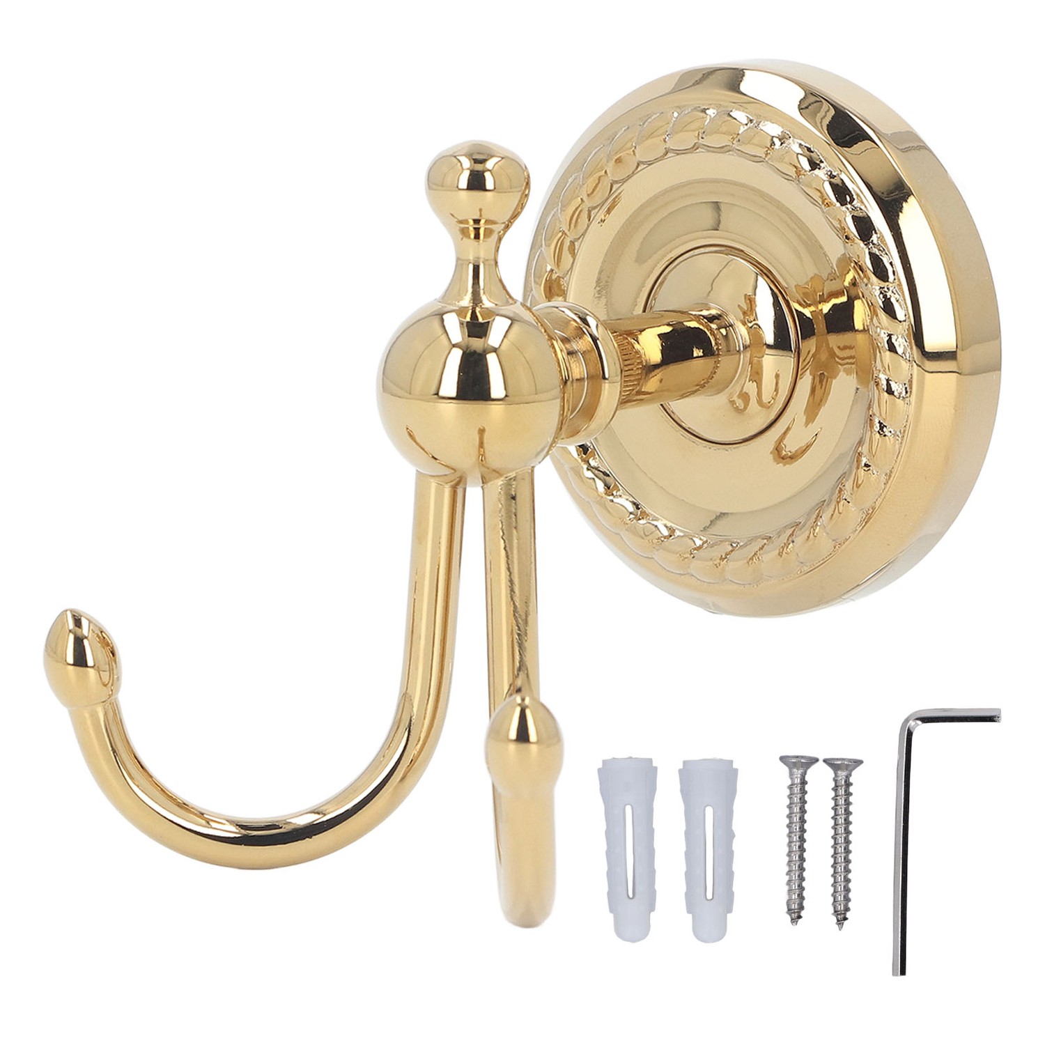Double Prong Robe Hooks Antique Gold Finish Strong Load Bearing Wall ...