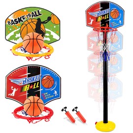 Xwin Sportseries Kids Pack of 2 Basketball Hoop Set with Stand & Door Mount – Height Adjustable & Portable Hoop with Balls & Pumps – Indoor & Outdoor Play for Toddlers & Children – Fun Sports Gift Toy