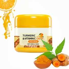 Turmeric & Vtamin C Cream, Brightening Face Cream, Natural Hydrating Day Cream for Sensitive Skin, Non-Greasy Face Moisturiser for Normal, Dry, Oily & Combination Skin - 1.76 Fl Oz