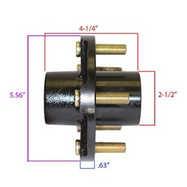 Rigid Hitch Trailer Hub for 1" or 1-1/16" Straight Spindles (BT-150-04)