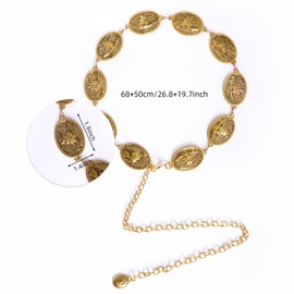 Topbuti Western Metal Concho Belt for Women Cowgirl Gold LongHorn Bull Country Chain Belts for Dresses Jeans