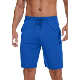 WiWi Viscose from Bamboo Pajamas Shorts for Men Soft Knit Pajama Sleep Bottoms Summer Pj Short Pants S-XXL, Bright Blue, Large