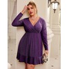 IN'VOLAND Plus Size Womens Glitter Dress V Neck Long Sleeve