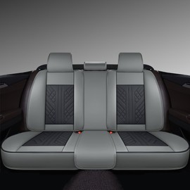 GXT Bench Seat Cover, Premium Faux Leather Bench Seat Covers for Trucks - Universal Fit for Most Sedans SUV Pick-up Truck, Durable for Long Lasting Protection(Grey and Black)