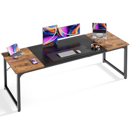 Huuger Computer Desk, 70 Inch Office Desk, Gaming Desk with Storage, Writing Desk Work Desk for Home Office, Study, Long Simple Desk, Large Legroom, Metal Frame, Rustic Brown and Black