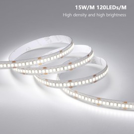 BENLUN 24V LED Strip Light 32.8ft, 6000K Cool White Super Bright 15W/M 1350LM/M LED Tape Light Cuttable Flexible with Plug and Power Supply for Bedroom, Office, Commercial