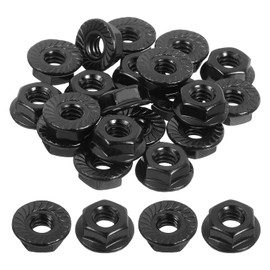 uxcell 1/4-20 Serrated Flange Hex Lock Nuts, 20Pcs 304 Stainless Steel Non-Slip Hexagon Flange Nut, Full Thread, Bright Finish, Black