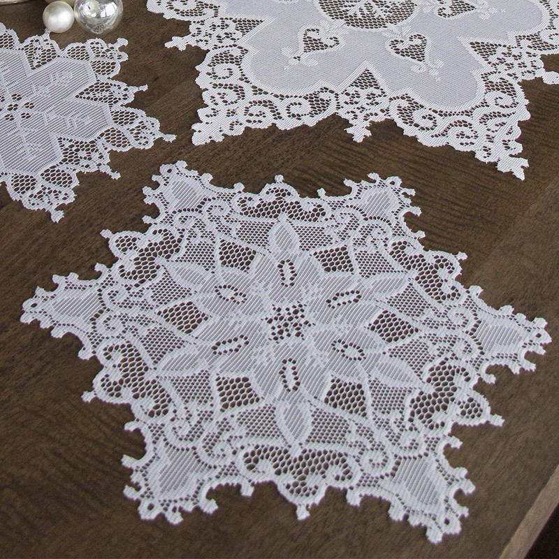 Heritage Lace Snowflake Doily, 12" Round, White, 4 Count