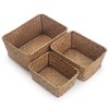 DOKOT Small Woven Wicker Open Storage, Rectangular Handmade Seagrass Baskets