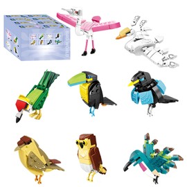 Fuleying Bird Building Blocks Kit, Set of 8 Different Bird Models, Educational Construction Toy for Boys Girls, Animals Clamping Blocks for Building, Decoration for the Home Office (489 Pieces)