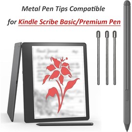 3 Pack Metal Nibs Replacement for Kindle Scribe Pen Compatible with Kindle Scribe,Replacement Metal Tips with 4096 Pressure Sensitivity + Removal Tweezers