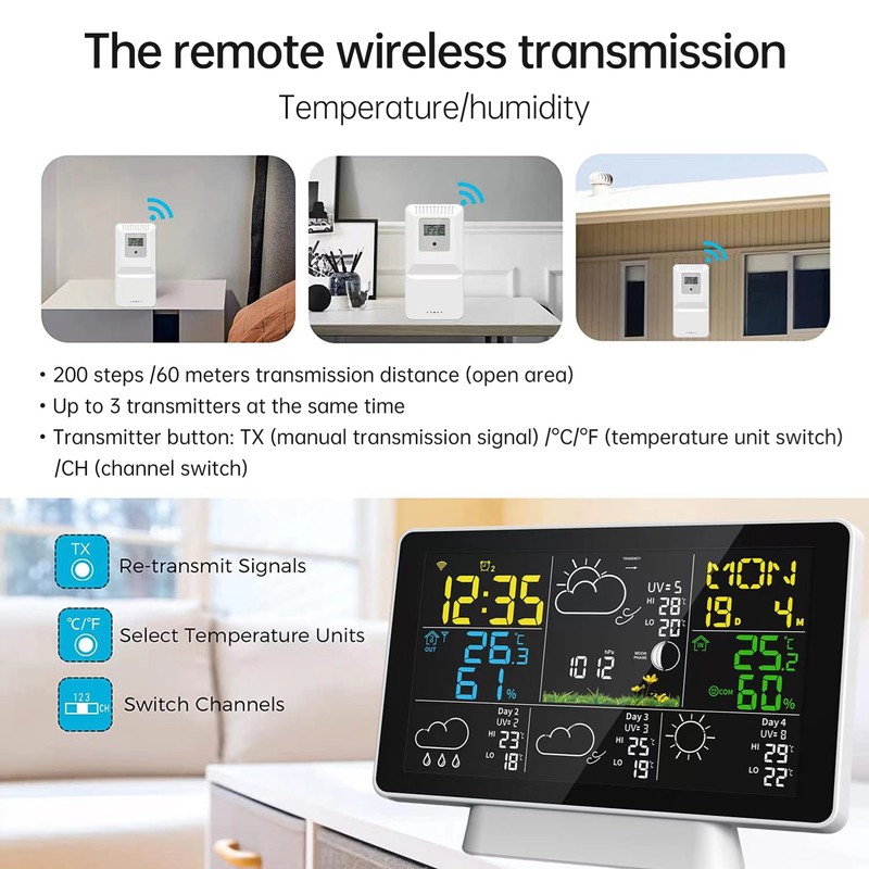 WIFI Weather Station Wireless Indoor Outdoor Hygrometer Thermometer Temperature Humidity