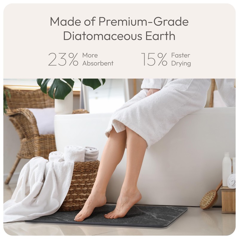 STATETRA Stone Bath Mat Quick-Dry Absorbing Diatomaceous Earth Bath Mat