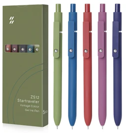 FIOVER 5pcs Gel Pens 0.5mm Quick Dry Black Ink Pens Fine Point Smooth Writing Pen High-End Series Ballpoint Pens for School Office Home Supplies, Gifts for Women and Men (Retro color)