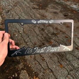 “Its Just Paper” License Plate Covers:_Metallic Blue