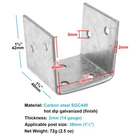 eoere 20 PCS Half Post Base Fit 2 x 2 Post Anchor Connector, Steel Brackets for Deck Railing Support, Thickness 3/32"(14 Gauge)