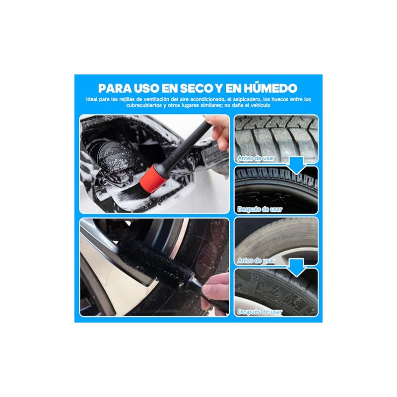 QICHEN 8PCS Cepillos de Llantas,Set de 8 Cepillos de Llantas,