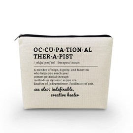 YULUENZE Inspirational Words Canvas Makeup Bag Occupational Therapist Toiletry Pouch with Zipper Birthday Christmas Thanksgiving Appreciation Present for Women Occupational Therapist Friends