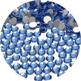 NCB 3000pcs Flatback Round Glass Nail Art Rhinestones Crystal for DIY Making Accessories Shoes, Clothes, Face Art, Bags, Manicure (Lt. Sapphire, SS4 3000pcs)