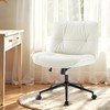 Simple Deluxe Criss Cross Legged Chair with Wheels, Armless PU