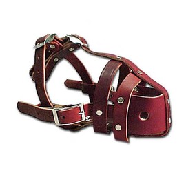 OmniPet Latigo Leather Safety Dog Muzzle Snout, Burgundy, 4-14"