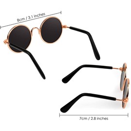 Cat Sunglasses Gold Chain Straw Hat Tie Classic Retro Hobby Present Pet Cat Puppy Medium Size Puppy Birthday Cosplay Party Weekend (Sunglasses + Gold Chain Color)