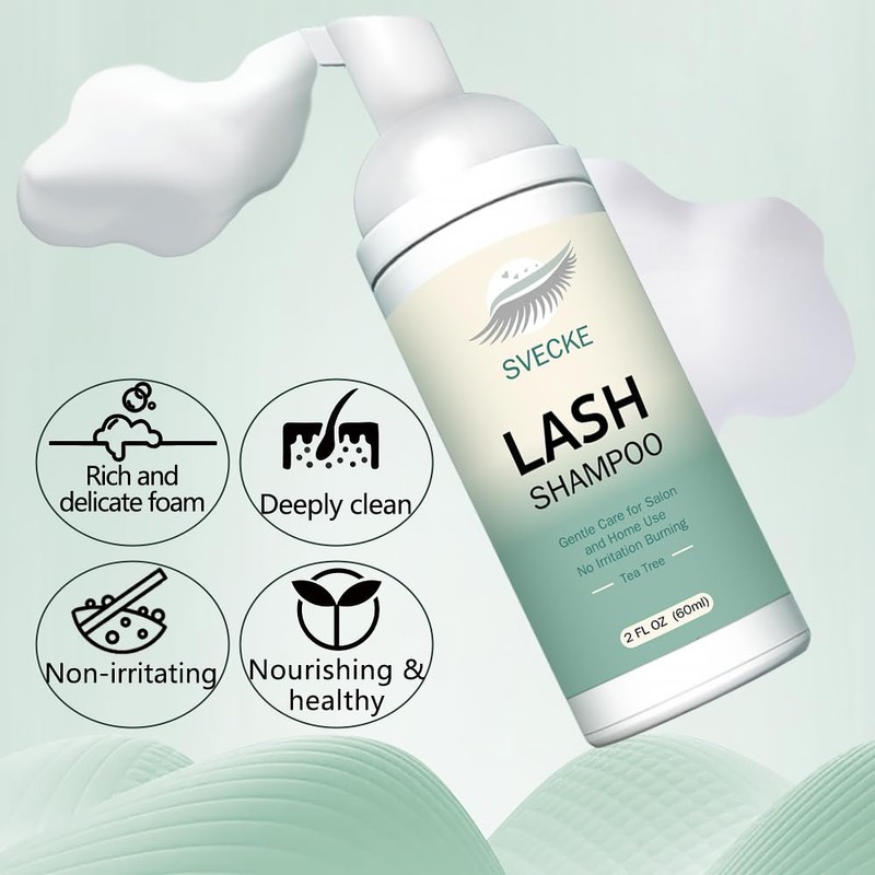SVECKE Lash Shampoo Kit Eyelash Extension Cleanser, Eyelash Shampoo for