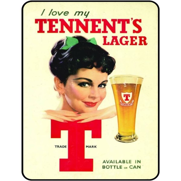 Tin Sign Vintage Retro Man Cave Bar Pub Shed Novelty Gift Aluminium Metal Tin Wall Décor Sign - Scotland Scottish T Tennents Beer Lager Drink Advert, Multicolor