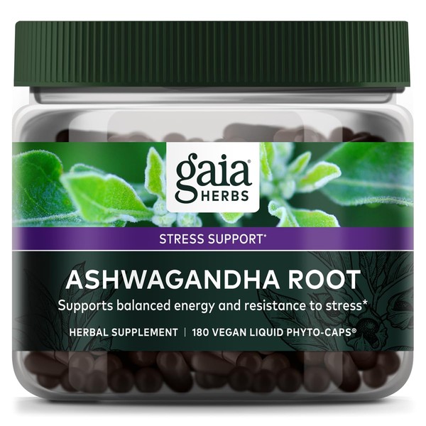 Gaia Herbs Ashwagandha Root - Made with Organic Ashwagandha Root to Help Support a Healthy Response to Stress, The Immune System, and Restful Sleep - 180 Count (Pack of 1)