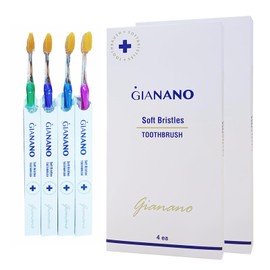 GIANANO ソフトスリム ゴールド毛歯ブラシ 敏感歯ぐき用 ウルトラソフトスリム毛 コンパクトヘッド エクストラソフト歯ブラシ 大人用 8本セット (ブルー・グリーン・ピンク・バイオレット×2本)