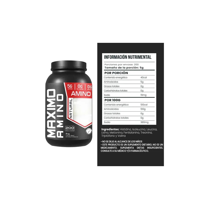 Suplemento Aminoacidos Maximo 1kg 200 Servs Varios Sabores