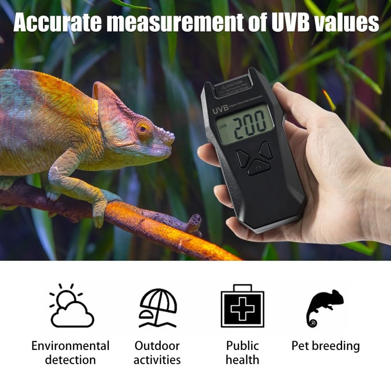 UV Index Meter, Digital Reptiles UVB Tester with Reversible Probe