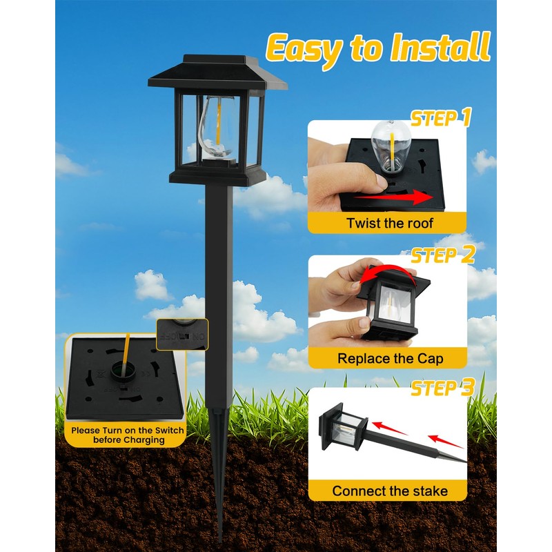 Albelt Solar Pathyway Lights Outdoor, 8 Pack Waterproof Solar Garden