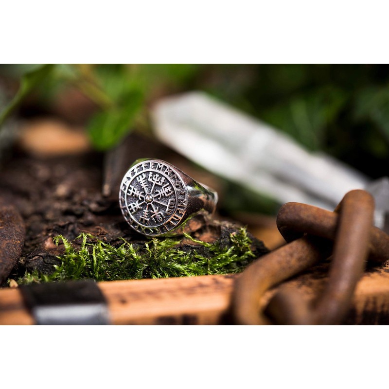 Windalf Rune Vikings Ring VEGVISIR 18 mm Viking Compass Signet