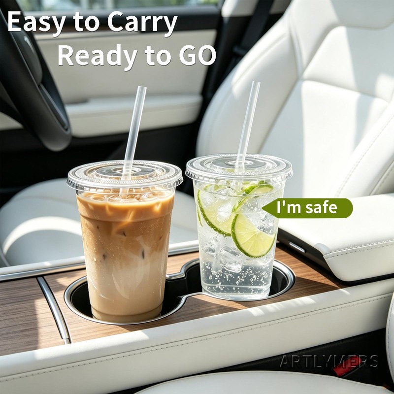 ARTLYMERS 200 Pack 16 oz Clear Plastic Cups with Lids