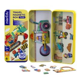 mierEdu Magnetic Game Box - Trucks I Promotes Motor Skills + Imagination I Ideal for Home and as a Travel Game for Children I Magnetic Toy Children I Toy from 3 Years