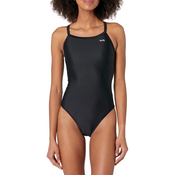 TYR Women's Standard TYReco Solid Diamondback Swimsuit, Black, 38