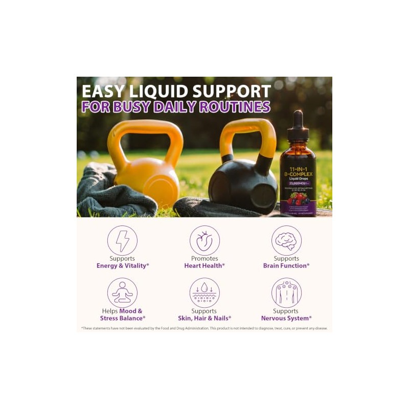 Vitamin B12 Liquid Drops 60ml- 11-in-1 High Strength B Complex
