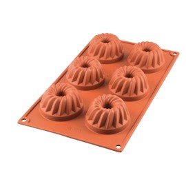 Silkomart Six Silicone Bundt Shaped Moulds, Red