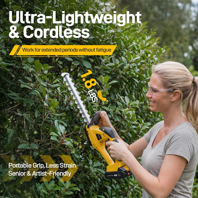 OFISPEED 20V Electric Hedge Trimmer Cordless, 2-in-1 Handheld Grass Trimmer
