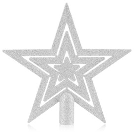 com-four® Weihnachtsbaumspitze Glitzer-Stern - Stern-Spitze für Weihnachtsbaum - Christbaumspitze für Jede Baumspitze - Weihnachtsstern bruchsicher