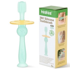 Haakaa - Mordedor de silicona para cepillo para polvo de dientes de bebé (360º, 1 unidad), color azul