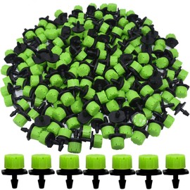 Kalolary 200Pcs Green 1/4Inch Adjustable Micro Drip Irrigation System Watering Sprinklers Anti-Clogging Emitter Dripper Green Garden Supplies