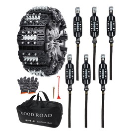 KYX Tire Chains for Car/SUV/Pickup Truks, Adjustable Universal Emergency Snow Chains for Tire, 8.7-11.1 inch, Caoutchouc, Small, 6 Pcs