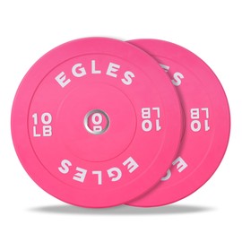 Egles Vibrant Pink Weight Plates, Rubber Barbell Plates, 2-inch Olympic Standard 10LB Pair Olympic Bumper Plates Steel Inserts for Home Gym Weightlifting, Strength Training, Fit Workouts
