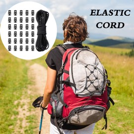 Yeenano 30 Pieces Toggles for Drawstrings and 10m Black Elastic Cord,Elastic Cord and Toggles for Drawstrings,Toggles for Drawstring,Elastic Cord,for Clothing,Jackets,Tents,Backpacks & Crafting.