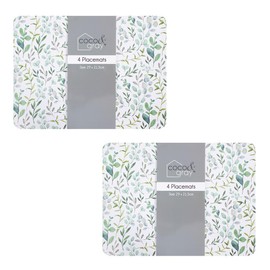 YöL Set of 8 Eucalyptus Placemats Dinner Plate Bowl Table Protection Cork Backing Surface Protectors Non-Slip Worktop Saver