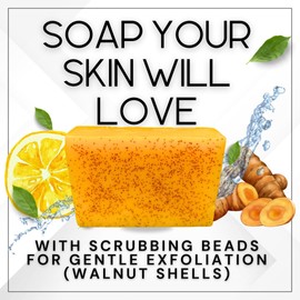 Kojic Acid Soap - Turmeric Lemon Kojic Acid Soap for Skin Brightening and Blemishes - Scrubbing Bead Soaps for Exfoliation (2)