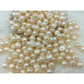 TEN PCS 6mm HALF DRILLED NATURAL PEACH CREAM FRESHWATER PEARL BEAD LOOSE LB11