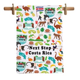 MNIGIU Costa Rica Symbols Souvenir Kitchen Towel Costa Rica Vacation Gift Costa Rica Trip Tea Towel Costa Rica Traveller Merch